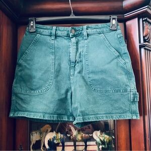 Universal Thread High Rise Midi Shorts Green Womens 6/28 Carpenter Utility Boho